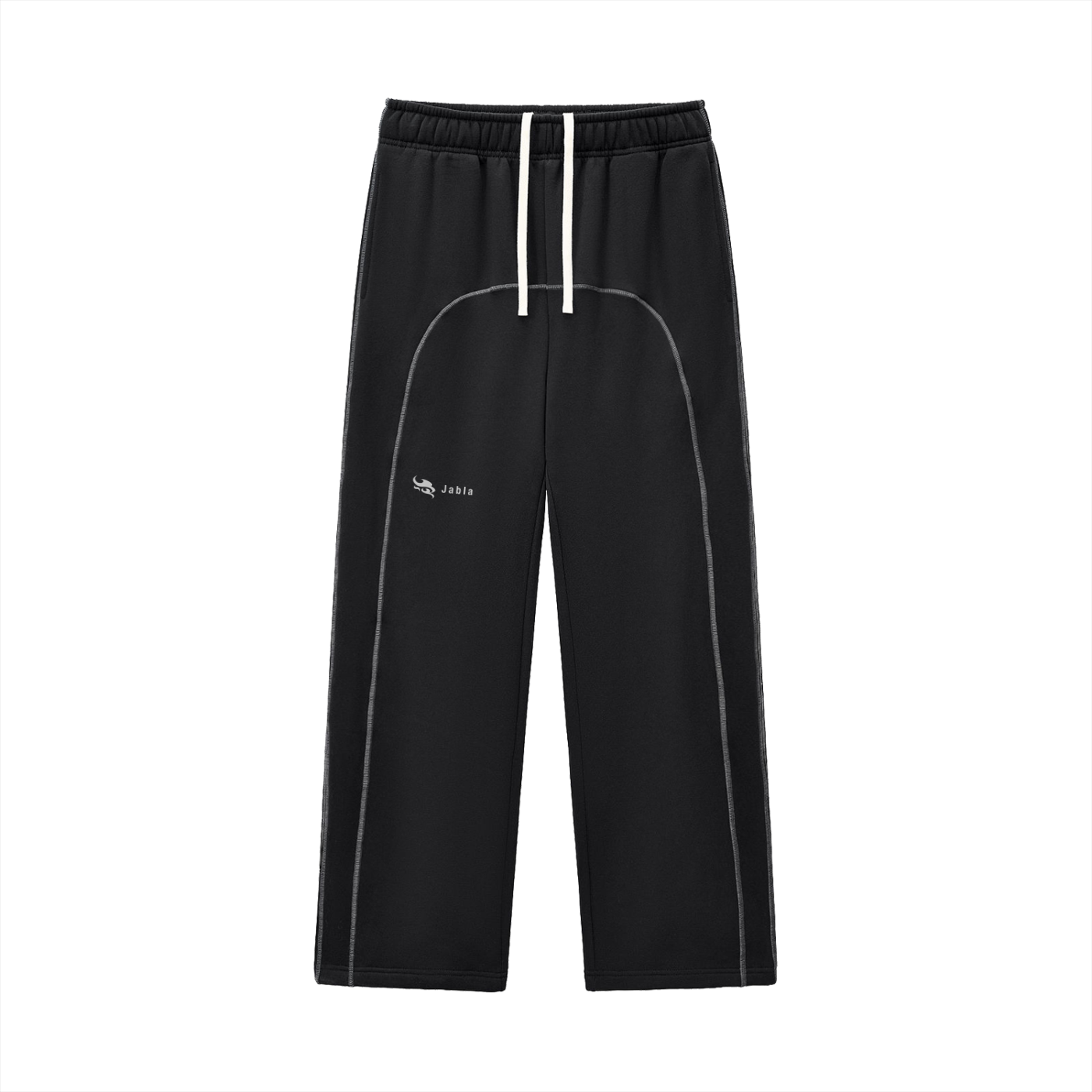 Ninja Black Sweatpants (Contrast-Stitched Fleece Sweatpants)