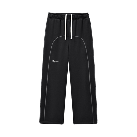 Ninja Black Sweatpants (Contrast-Stitched Fleece Sweatpants)