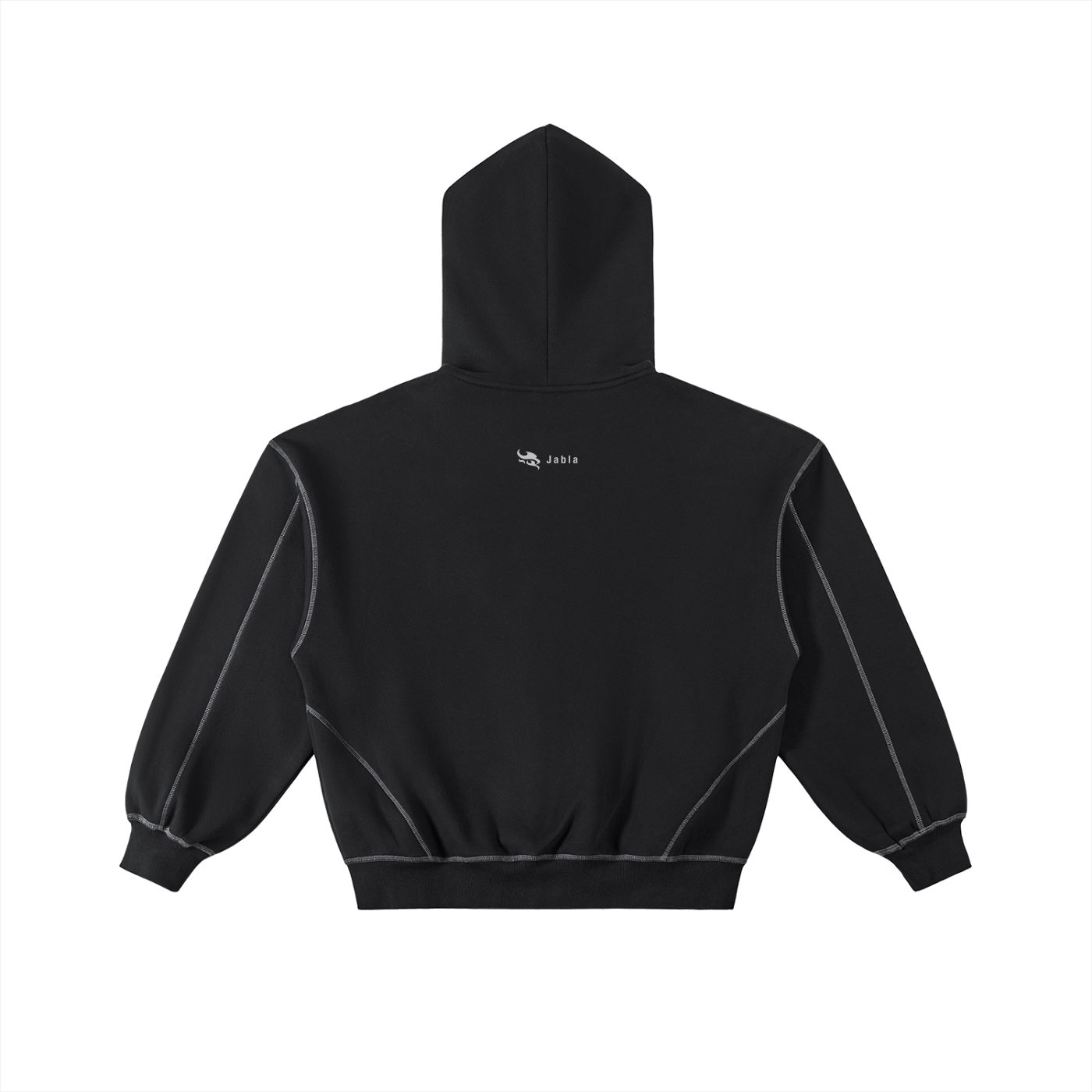 Ninja Black Hoodie (Contrast-Stitched Boxy Fleece Zip Hoodie)