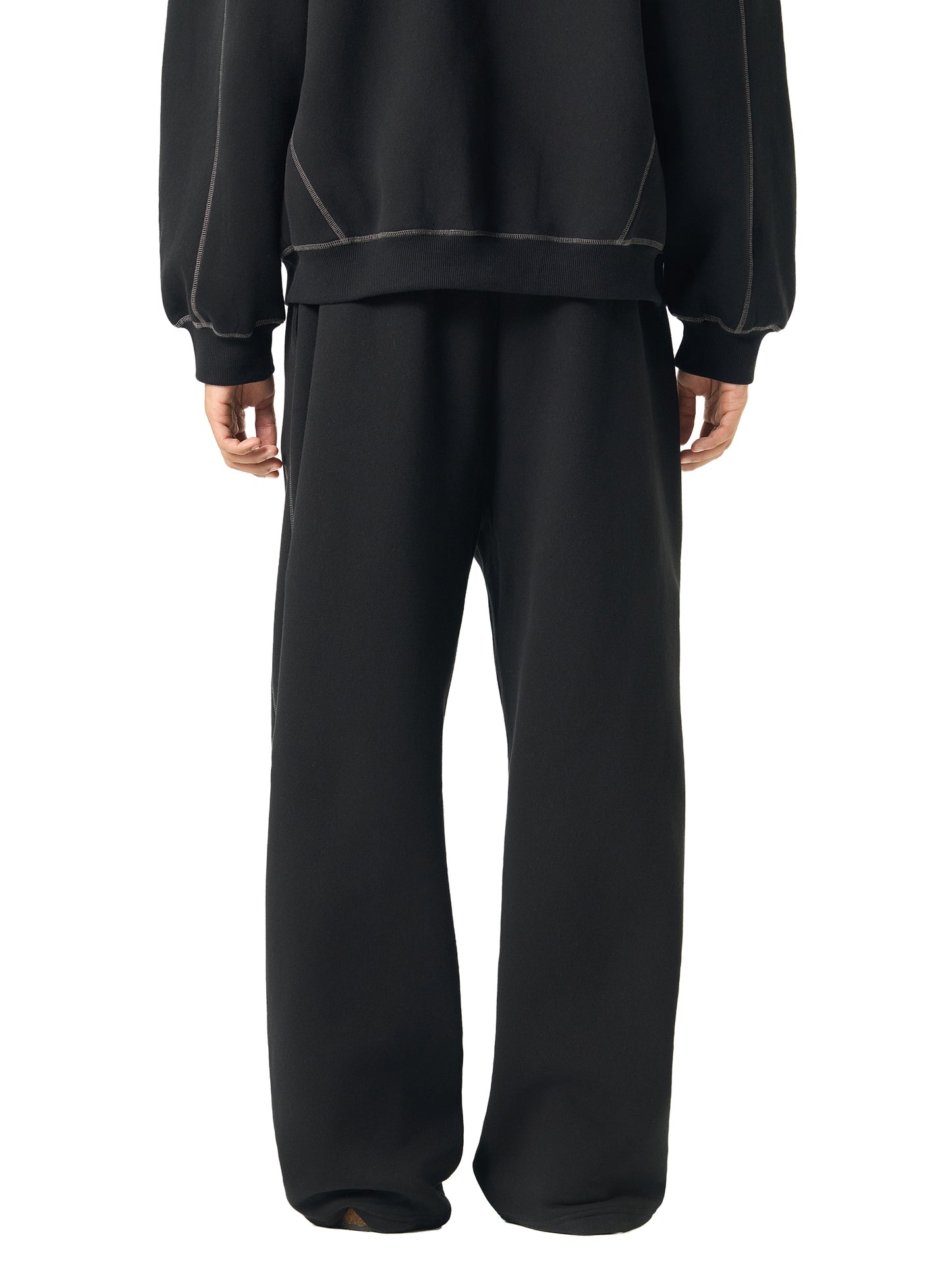 Ninja Black Sweatpants (Contrast-Stitched Fleece Sweatpants)