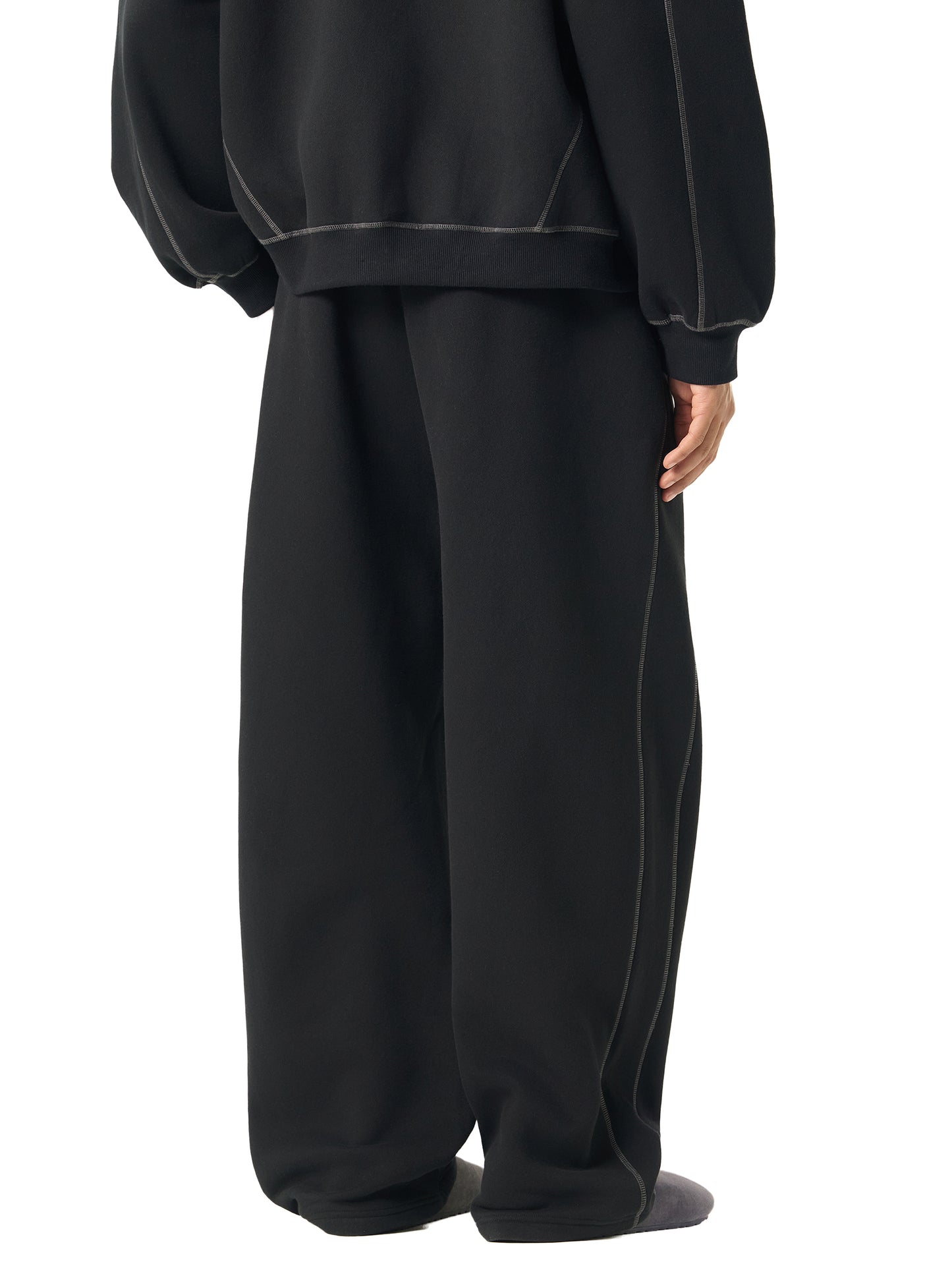 Ninja Black Sweatpants (Contrast-Stitched Fleece Sweatpants)